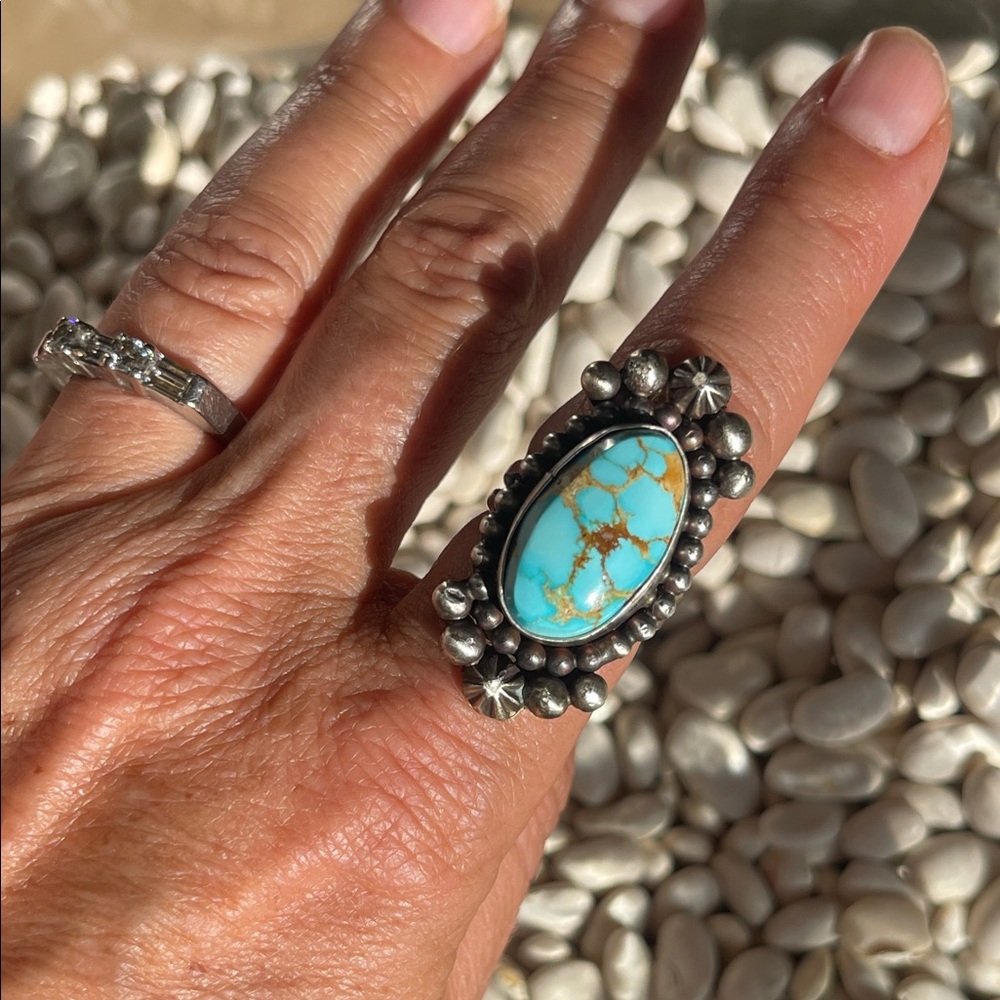 native American vintage sterling silver and Turquoise  Ring - Picture 2 of 5